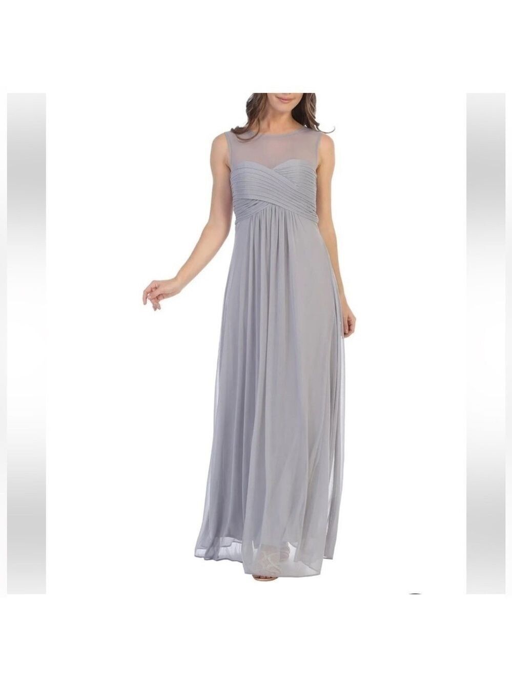 Birdy Grey Ryan Sleeveless Chiffon Bridesmaid Dress Silver Size XS New with Tags